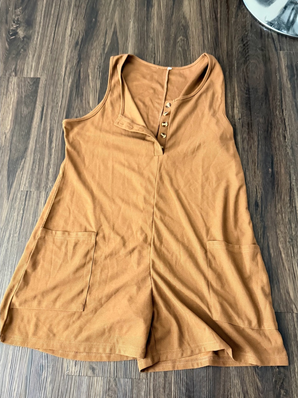 Women's Sleeveless Tank Romper in Caramel Brown